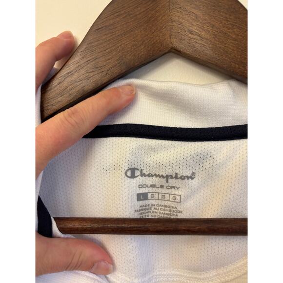 Champion Double Dry Polo Shirt White Navy Athletic Performance Men’s Large - Picture 5 of 11